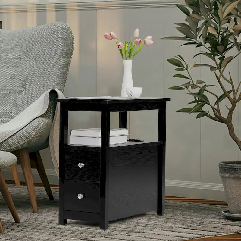 Table d'appoint avec fonction de charge, table de canapé étroite