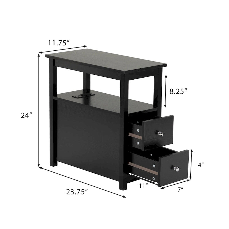 Table d'appoint avec fonction de charge, table de canapé étroite