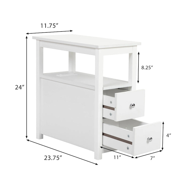 Table d'appoint avec fonction de charge, table de canapé étroite