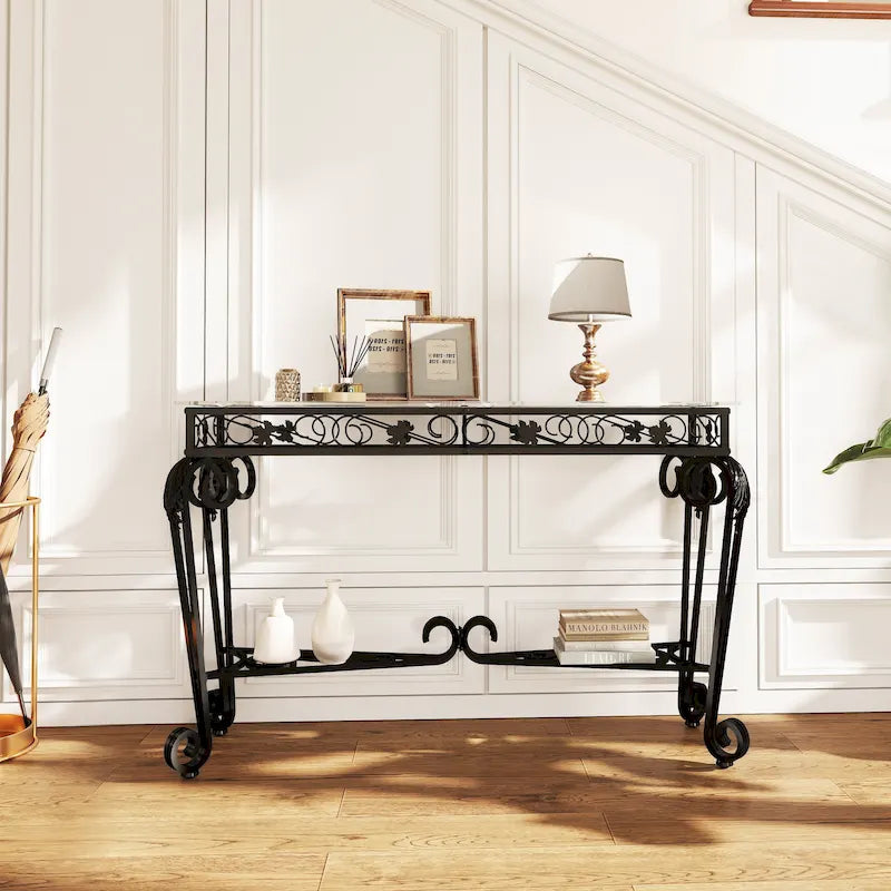 Table en verre et métal de style moderne