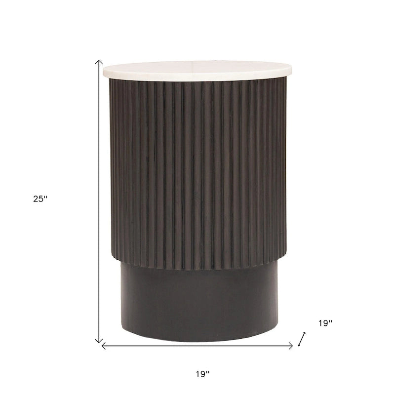 Table d'appoint en bois massif noir et blanc 25