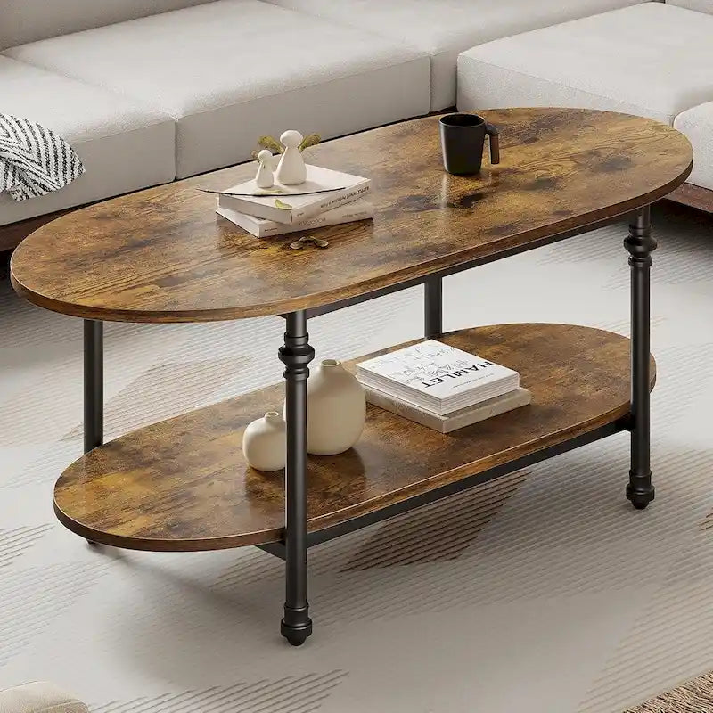 Table basse ovale, table à thé unique, table de salon mi-siècle 120 cm