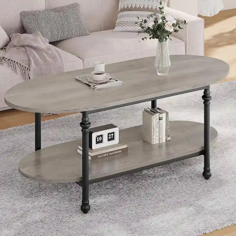 Table basse ovale, table à thé unique, table de salon mi-siècle 120 cm