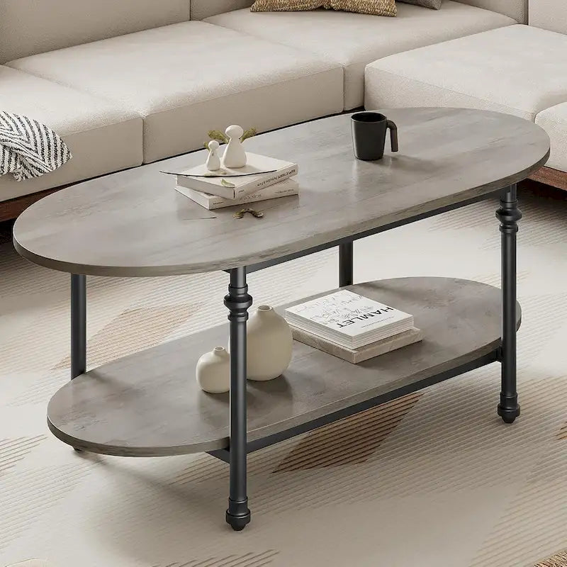 Table basse ovale, table à thé unique, table de salon mi-siècle 120 cm