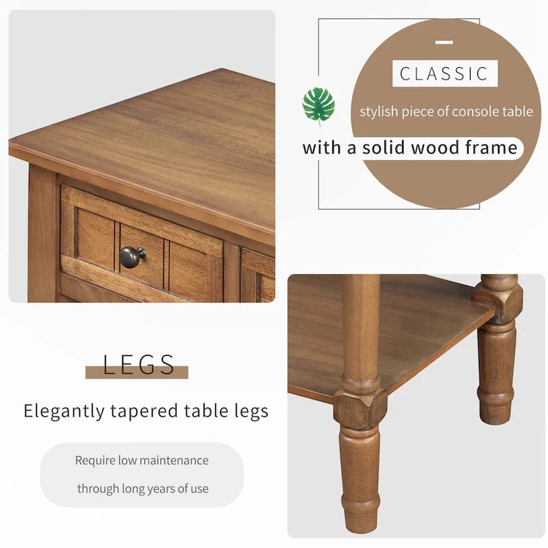 Console étroite avec tiroirs et étagère inférieure