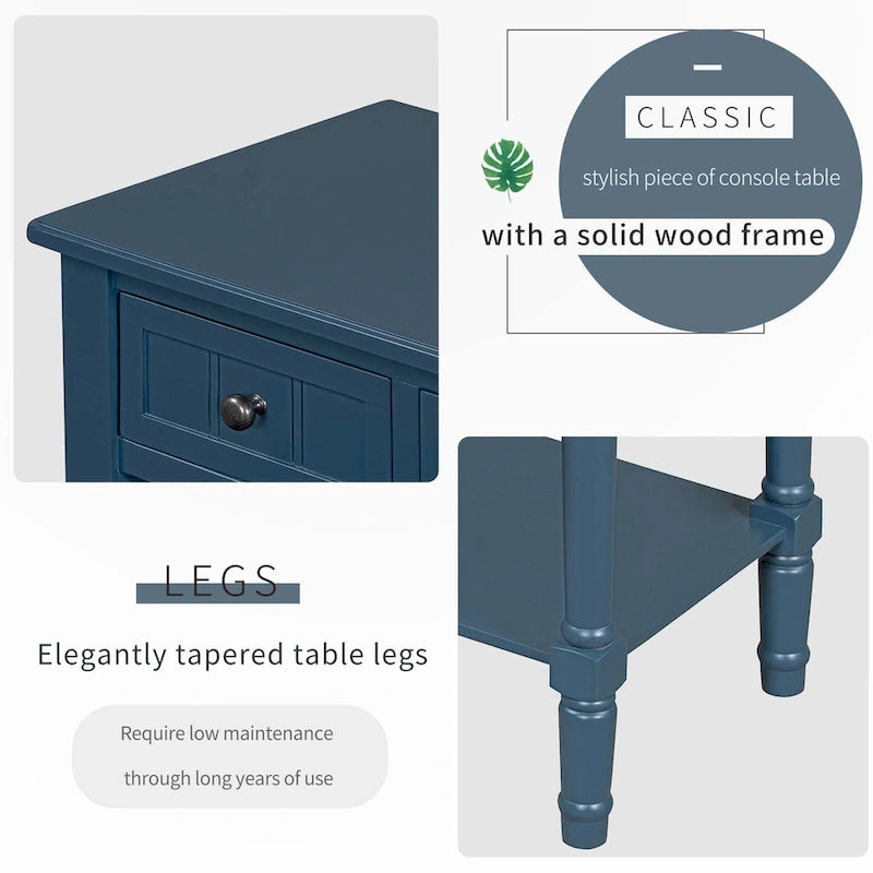 Console étroite avec tiroirs et étagère inférieure
