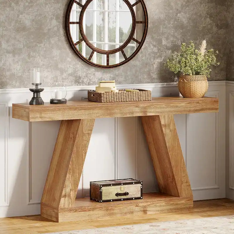 Table console d'entrée style ferme de 55 pouces avec rangement