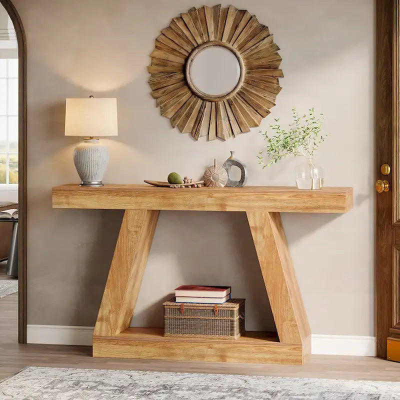 Table console d'entrée style ferme de 55 pouces avec rangement