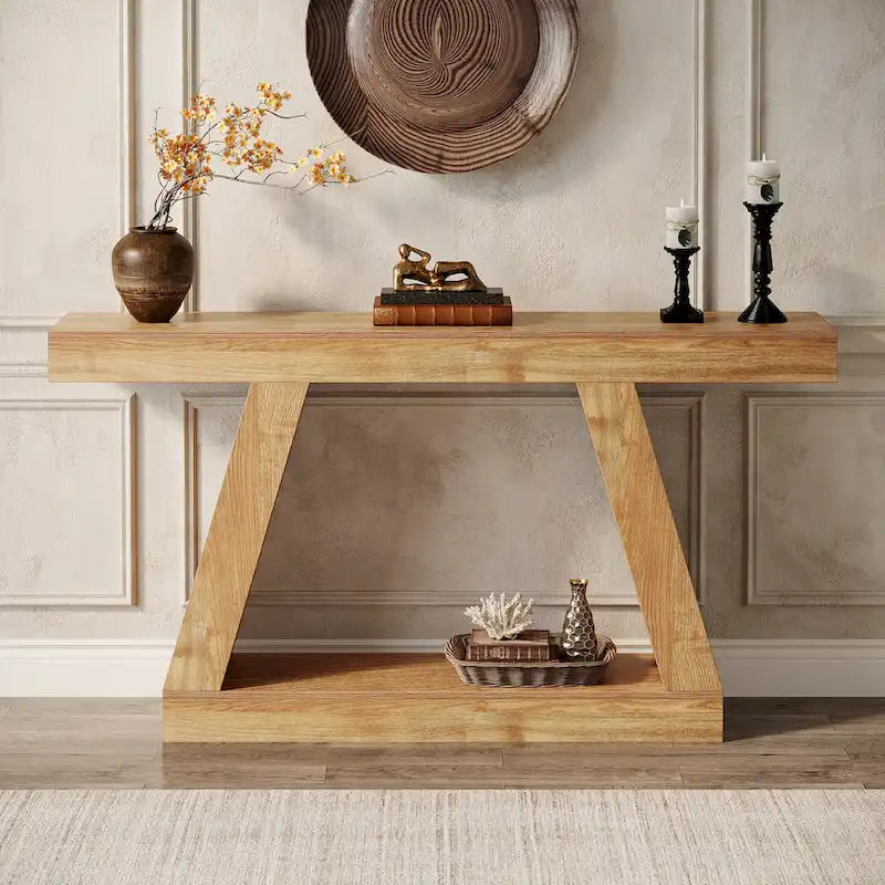 Table console d'entrée style ferme de 55 pouces avec rangement