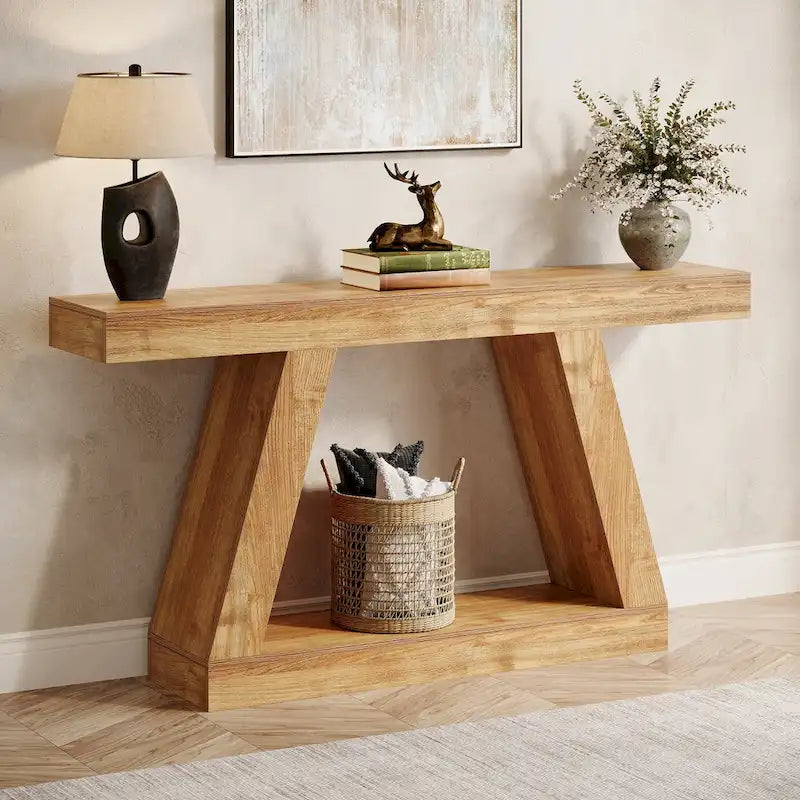 Table console d'entrée style ferme de 55 pouces avec rangement