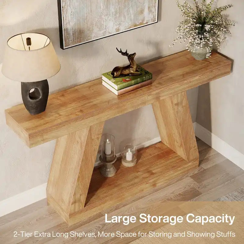 Table console d'entrée style ferme de 55 pouces avec rangement