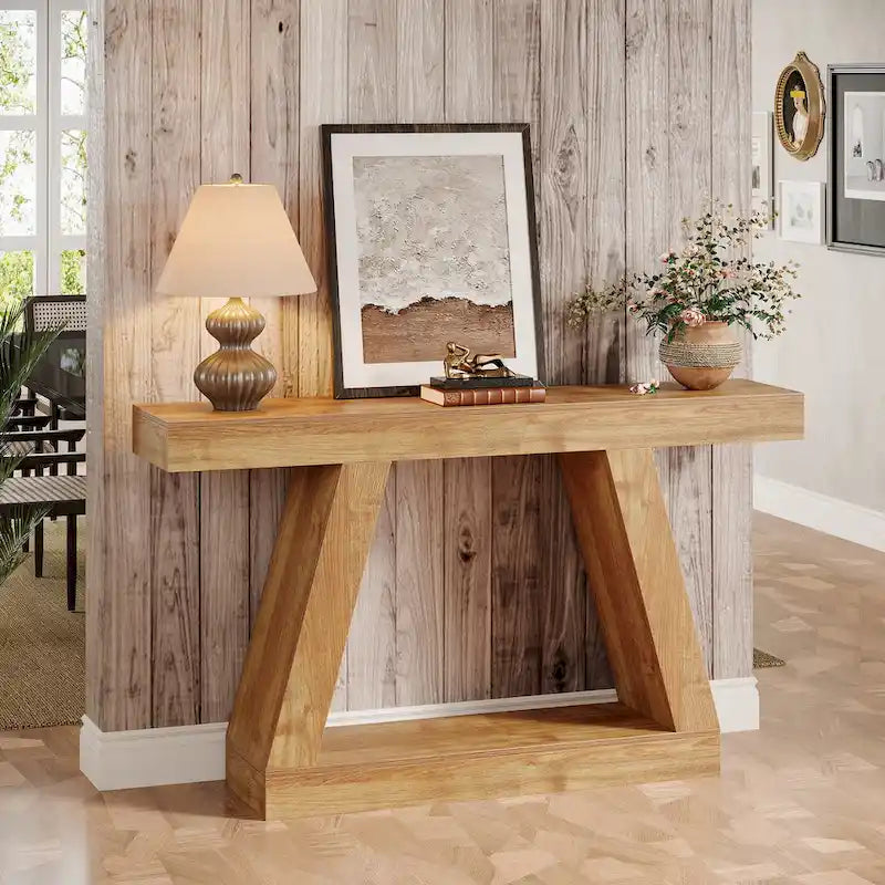 Table console d'entrée style ferme de 55 pouces avec rangement