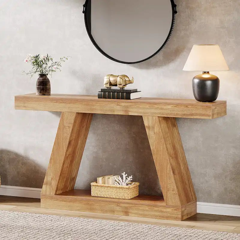 Table console d'entrée style ferme de 55 pouces avec rangement