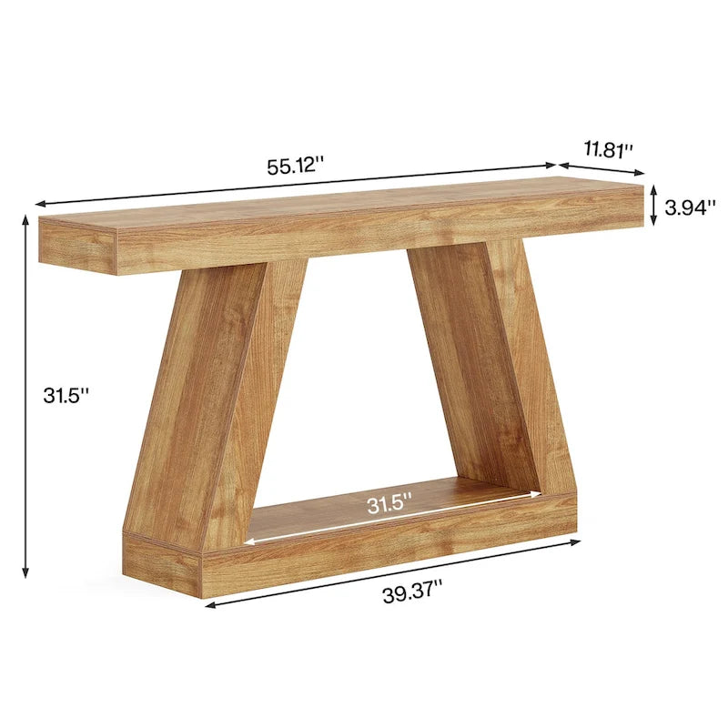 Table console d'entrée style ferme de 55 pouces avec rangement