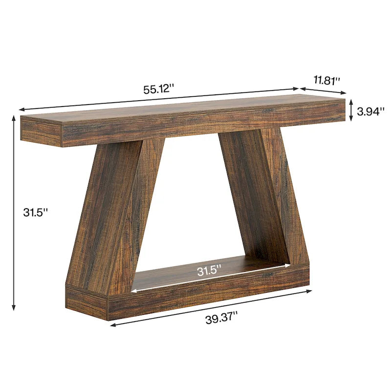 Table console d'entrée style ferme de 55 pouces avec rangement
