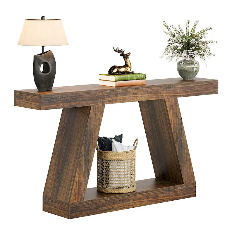 Table console d'entrée style ferme de 55 pouces avec rangement
