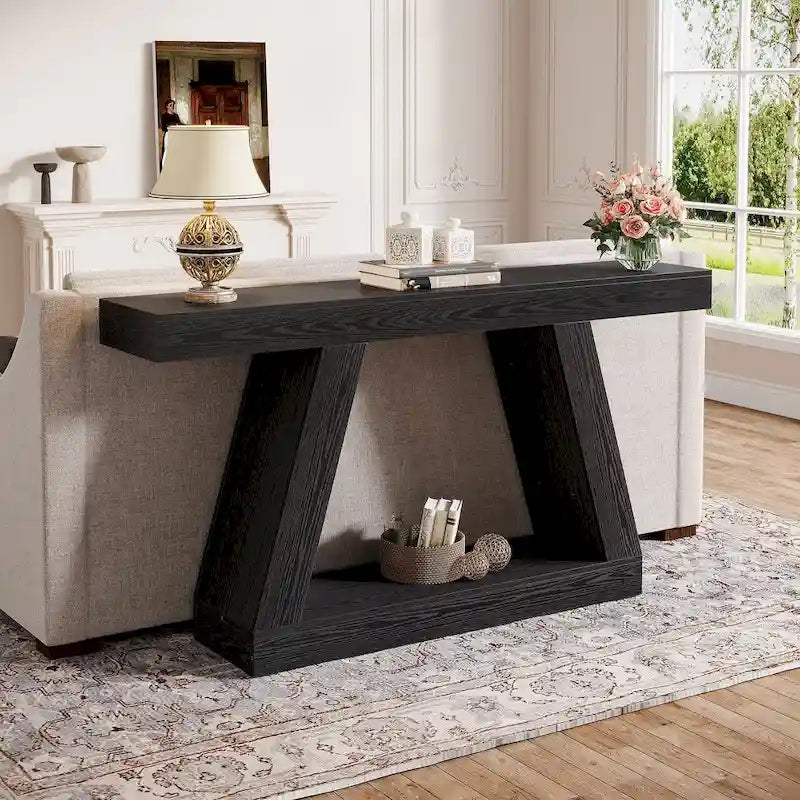 Table console d'entrée style ferme de 55 pouces avec rangement