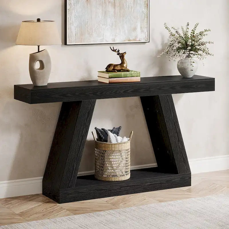 Table console d'entrée style ferme de 55 pouces avec rangement