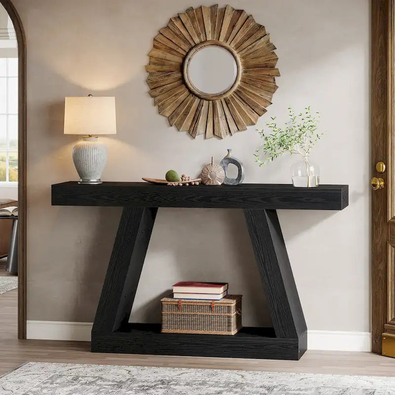 Table console d'entrée style ferme de 55 pouces avec rangement