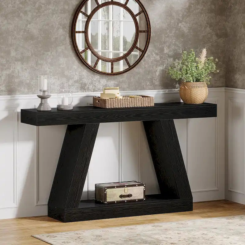Table console d'entrée style ferme de 55 pouces avec rangement