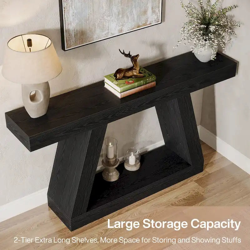 Table console d'entrée style ferme de 55 pouces avec rangement