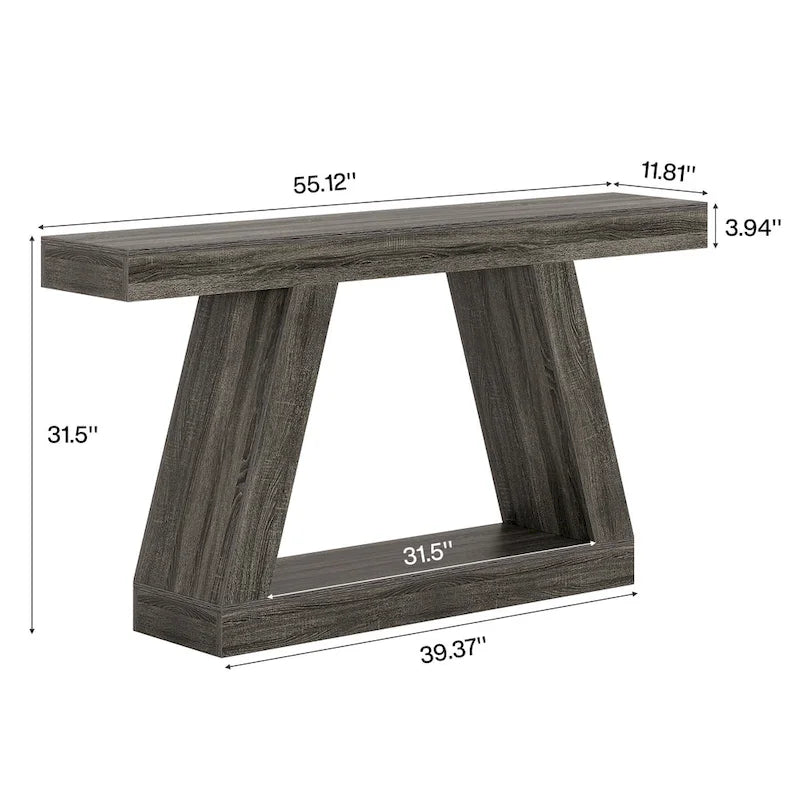 Table console d'entrée style ferme de 55 pouces avec rangement
