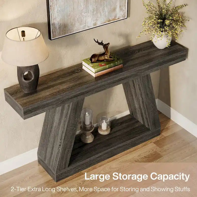 Table console d'entrée style ferme de 55 pouces avec rangement