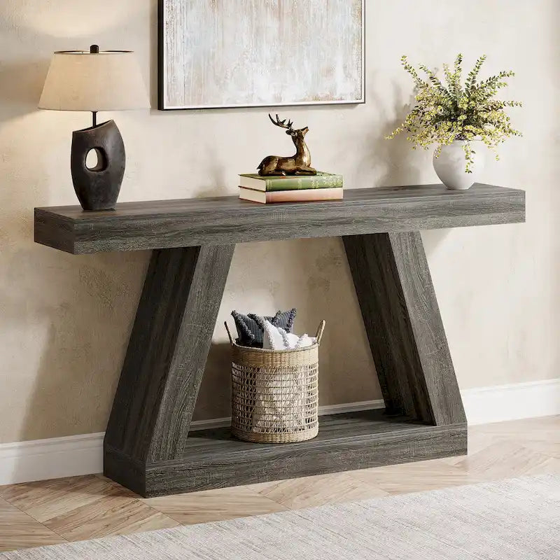 Table console d'entrée style ferme de 55 pouces avec rangement