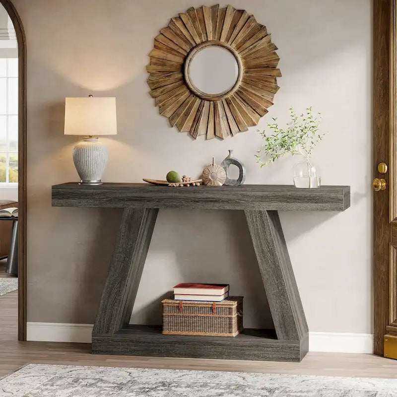 Table console d'entrée style ferme de 55 pouces avec rangement