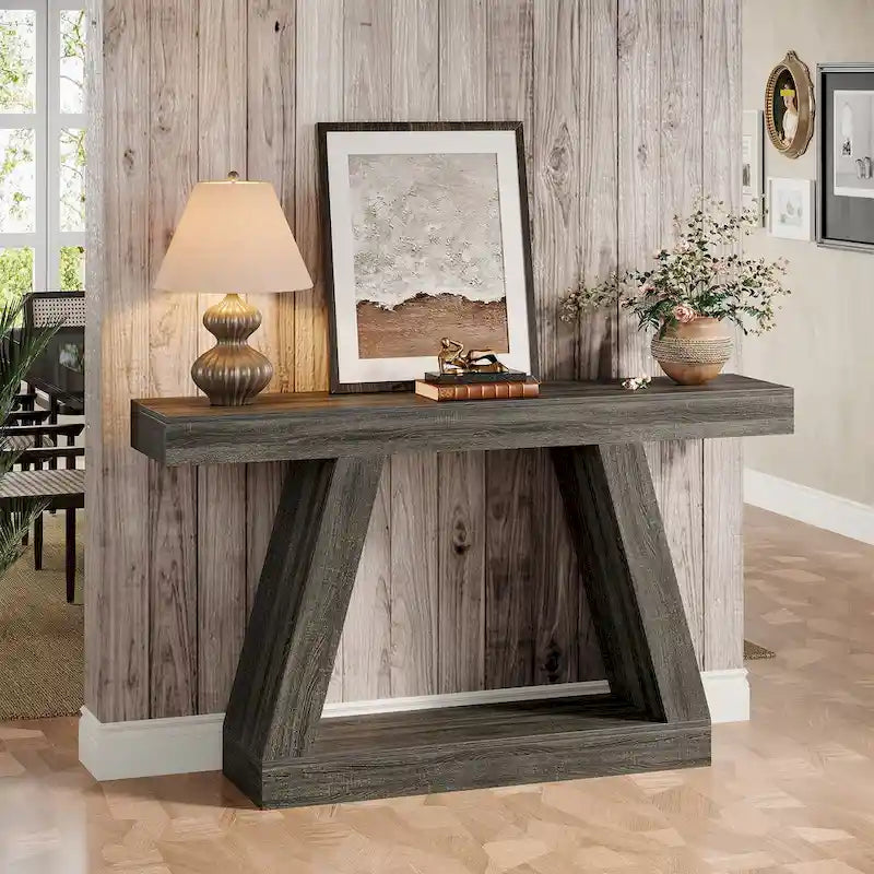 Table console d'entrée style ferme de 55 pouces avec rangement