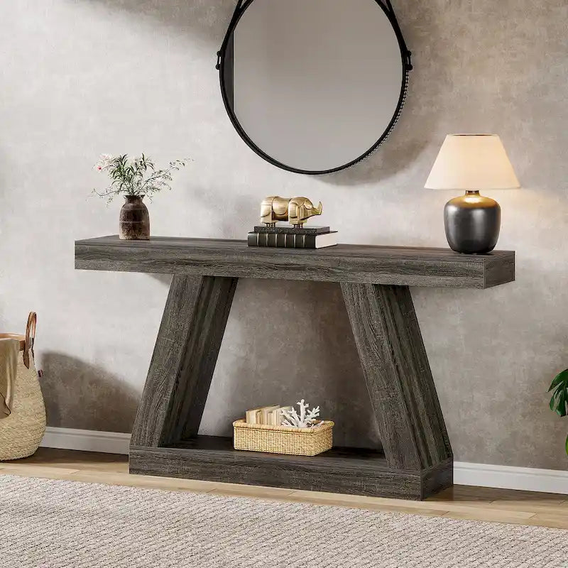 Table console d'entrée style ferme de 55 pouces avec rangement
