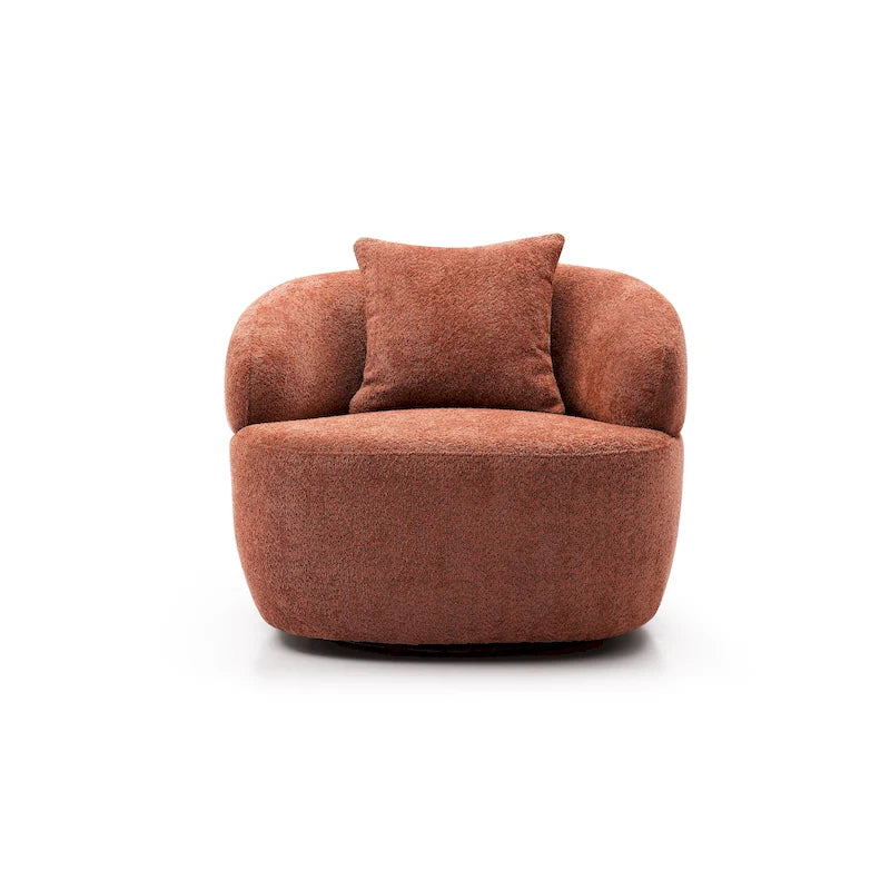 Fauteuil barrel pivotant à 360° Orange Modern 34.6 rembourré avec cadre en bois massif