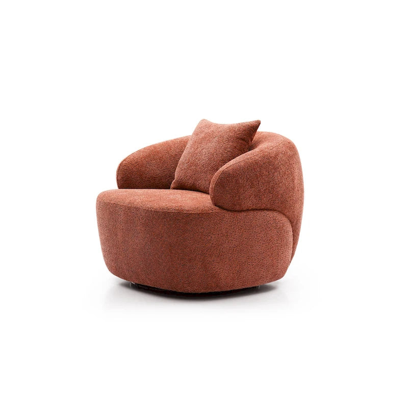 Fauteuil barrel pivotant à 360° Orange Modern 34.6 rembourré avec cadre en bois massif