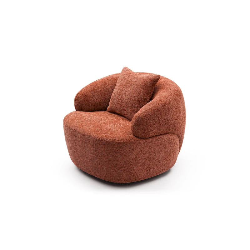 Fauteuil barrel pivotant à 360° Orange Modern 34.6 rembourré avec cadre en bois massif