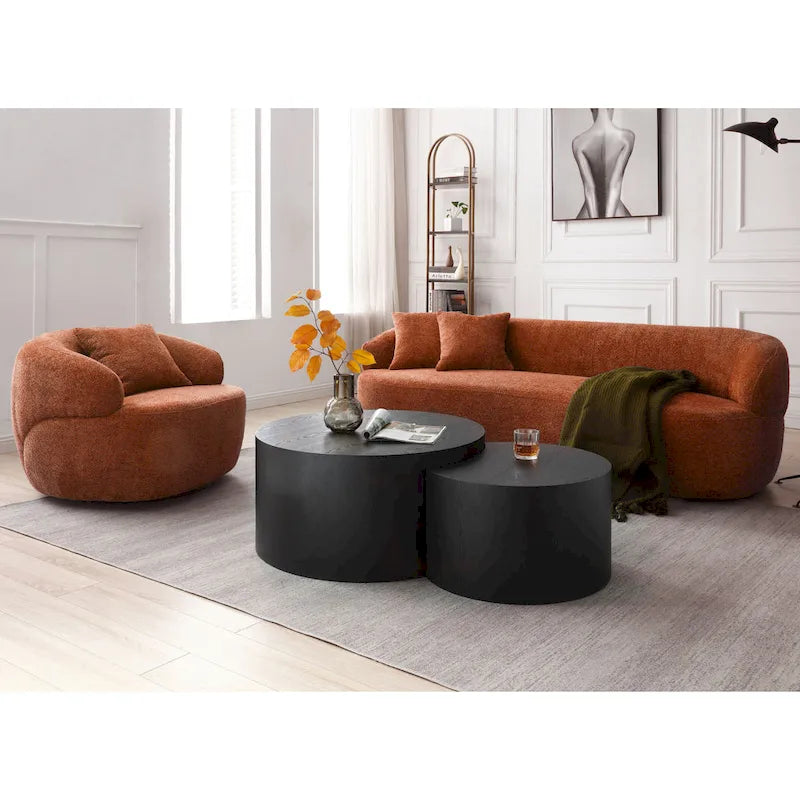 Fauteuil barrel pivotant à 360° Orange Modern 34.6 rembourré avec cadre en bois massif