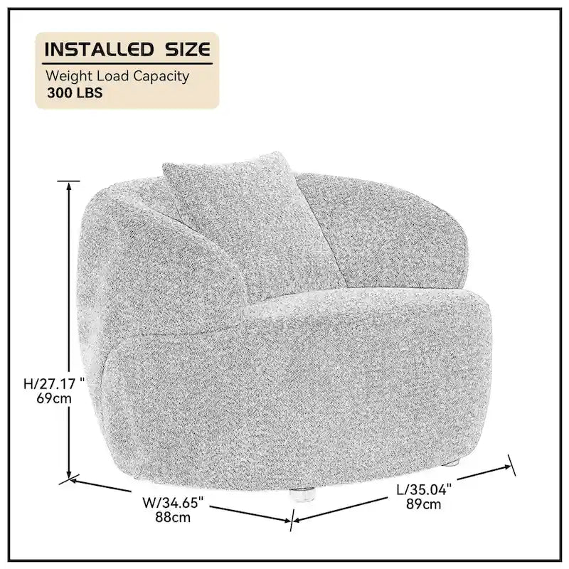 Fauteuil barrel pivotant à 360° Orange Modern 34.6 rembourré avec cadre en bois massif