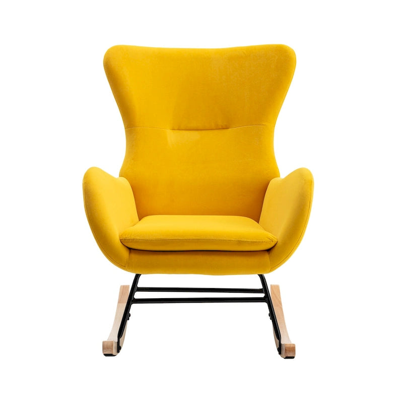 Fauteuil à bascule jaune rembourré à dossier haut de style moderne