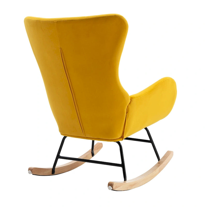 Fauteuil à bascule jaune rembourré à dossier haut de style moderne