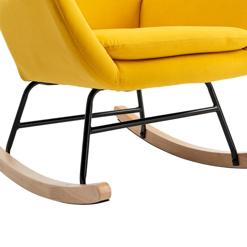 Fauteuil à bascule jaune rembourré à dossier haut de style moderne