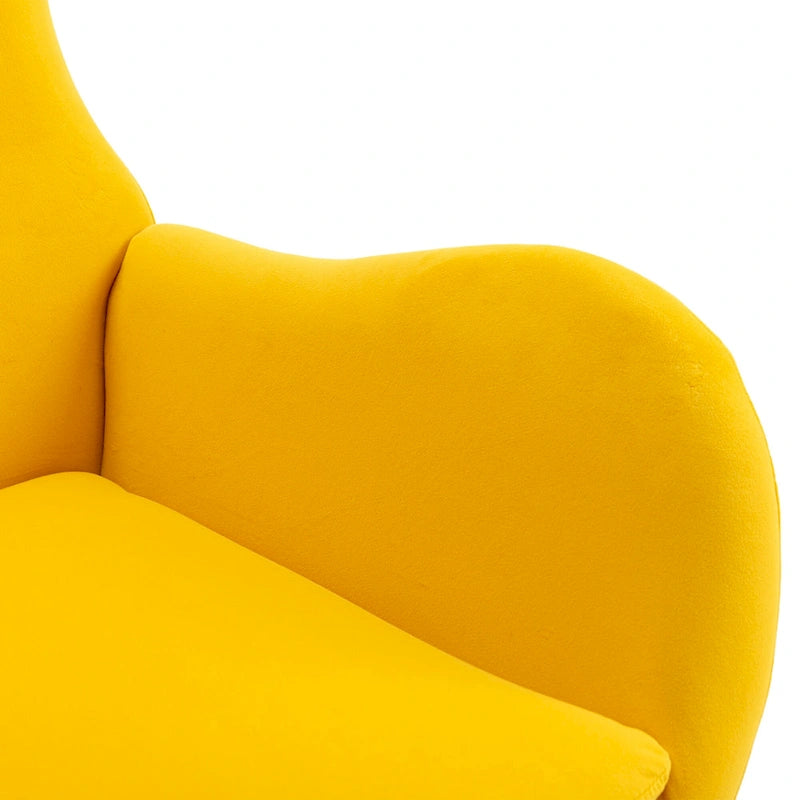 Fauteuil à bascule jaune rembourré à dossier haut de style moderne