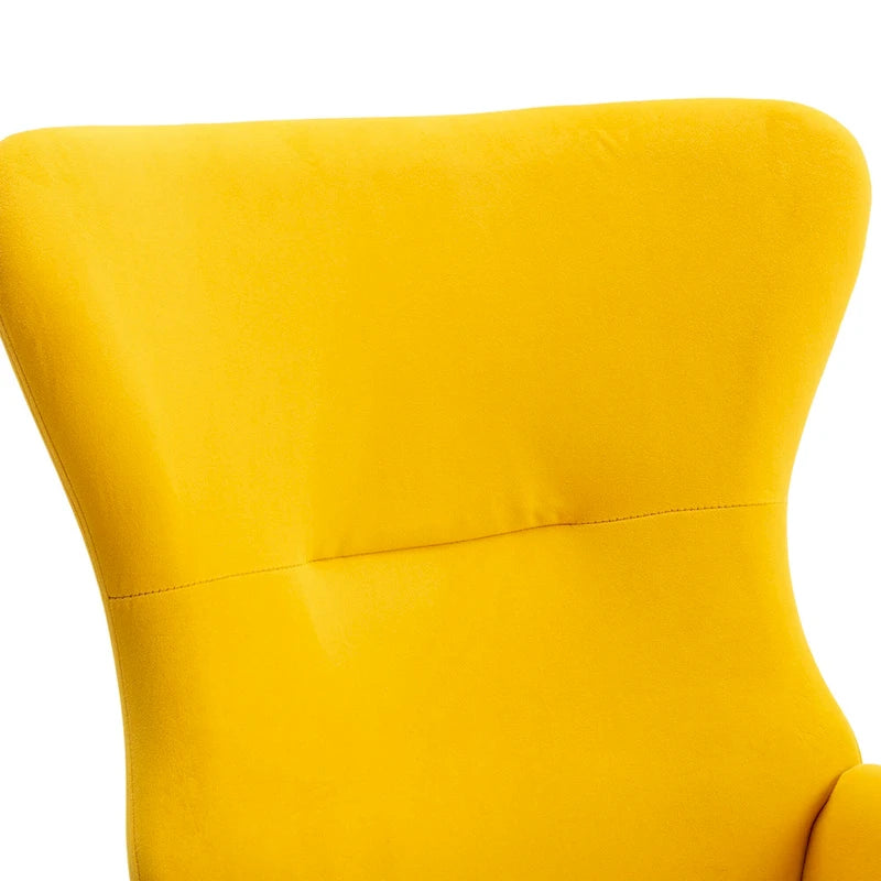 Fauteuil à bascule jaune rembourré à dossier haut de style moderne