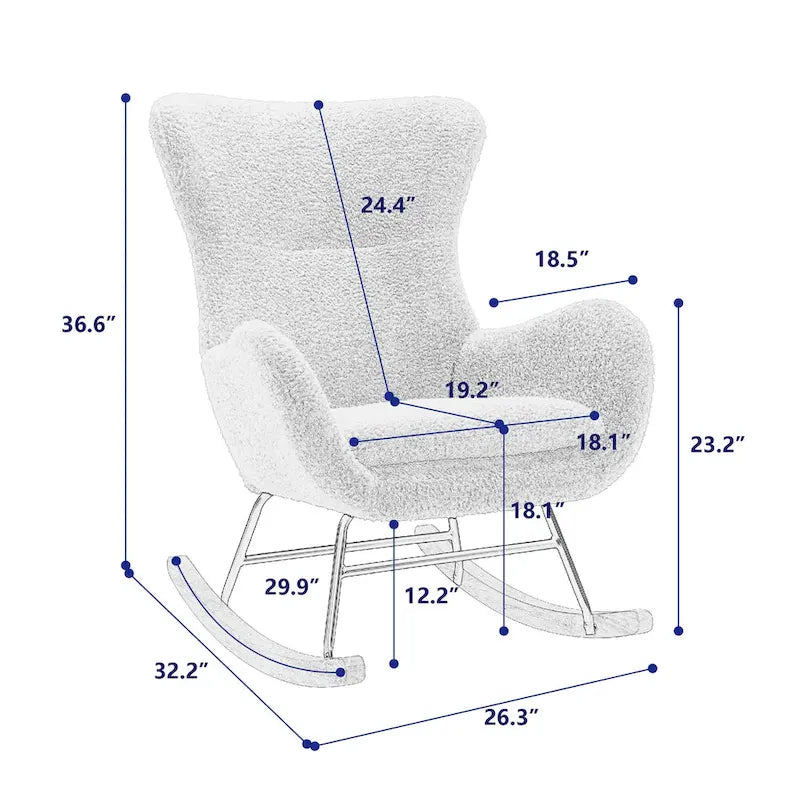 Fauteuil à bascule jaune rembourré à dossier haut de style moderne