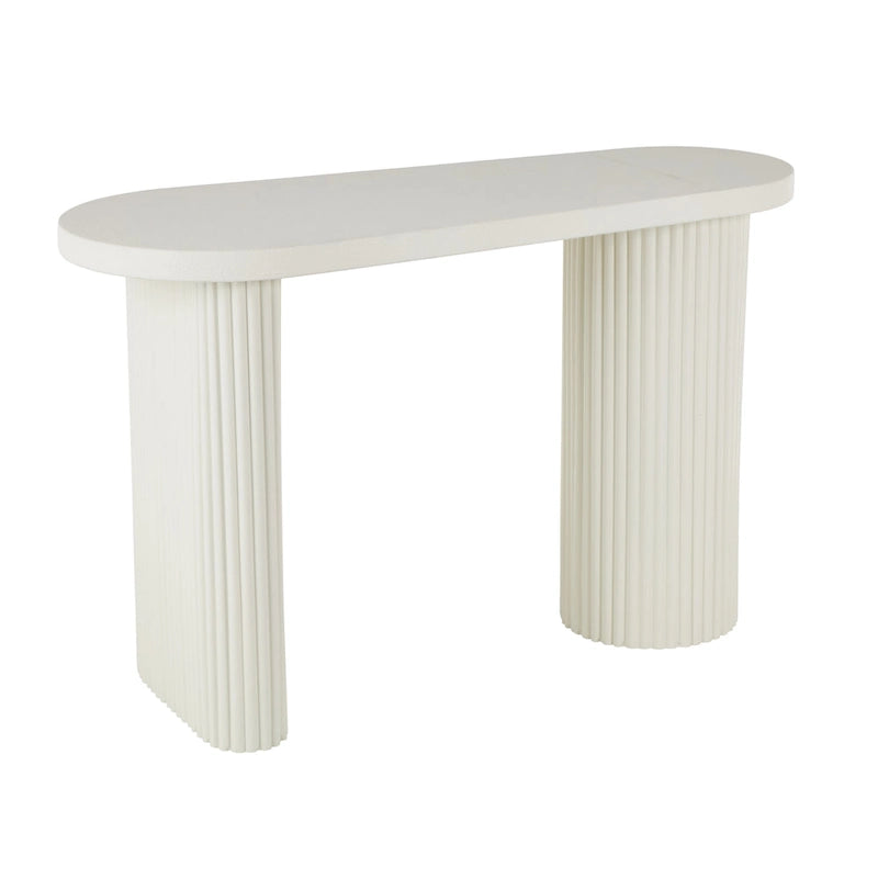 Table d'entrée ovale en métal fabriquée à la main (pieds nervurés) — Blanc