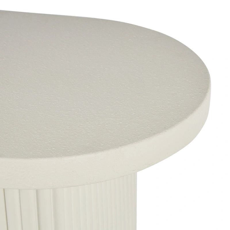 Table d'entrée ovale en métal fabriquée à la main (pieds nervurés) — Blanc
