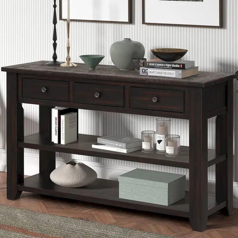 Console de 48 po avec plateau en bois de pin massif