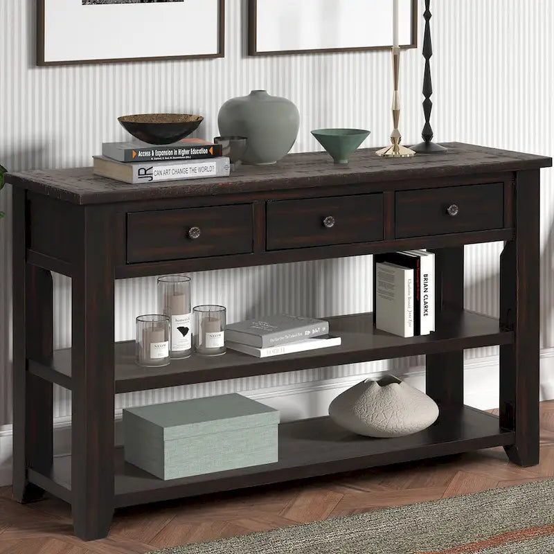 Console de 48 po avec plateau en bois de pin massif