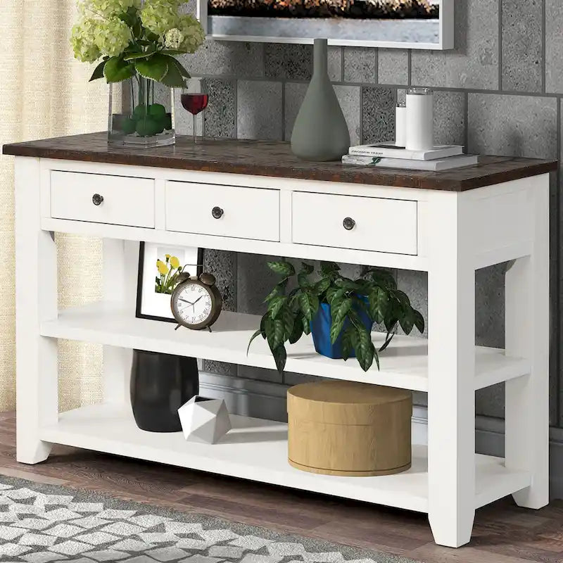 Console de 48 po avec plateau en bois de pin massif