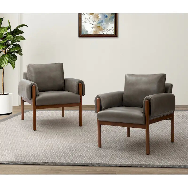 Lot de 2 fauteuils de salon confortables et brillants avec base en bois massif