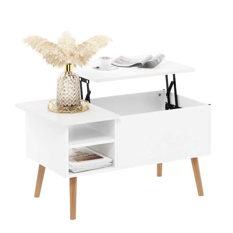 Table basse relevable avec pieds en bois
