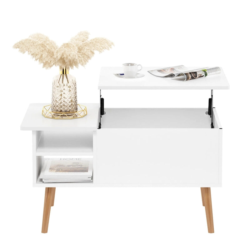 Table basse relevable avec pieds en bois